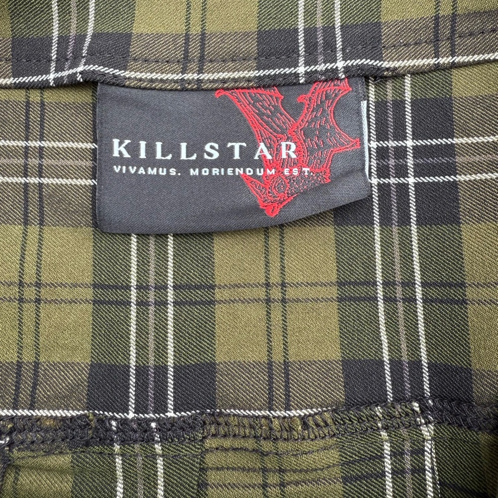 Killstar Green Plaid Skirt with Black Accents - Picture 3 of 3